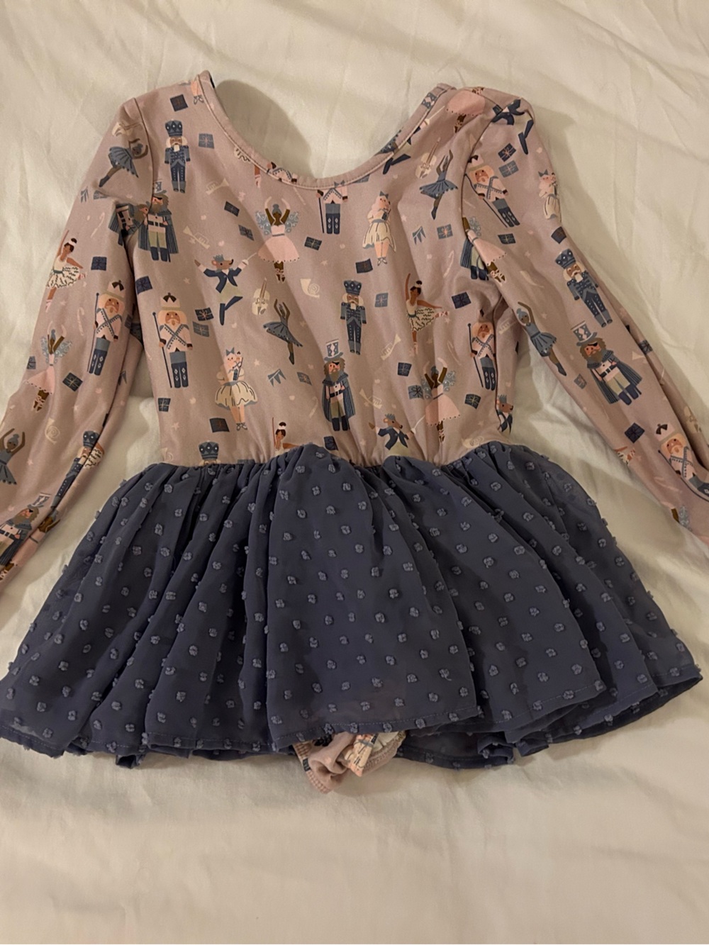 cheeky plum Pink Printed Top with Navy Layered Skirted Leotard
